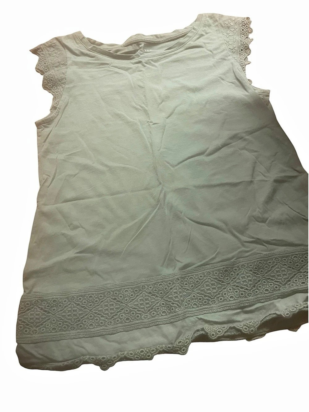 Talbots Lace Trim Tank Top in Green Size XS Like New